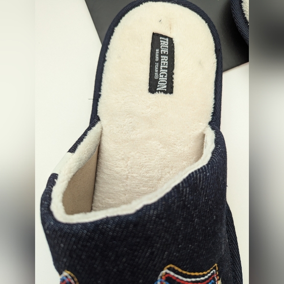 BNWT True Religion Men's (Size Medium 9-10) Denim Slide-In Slippers - Picture 15 of 15